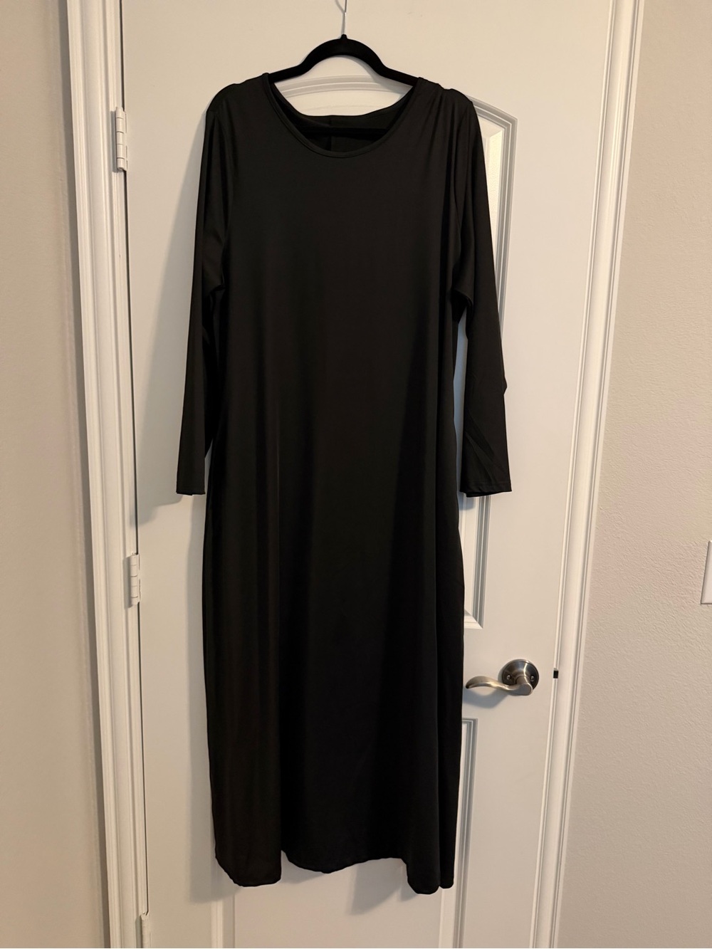SHEIN Black Long Sleeve Crewneck Maxi Dress